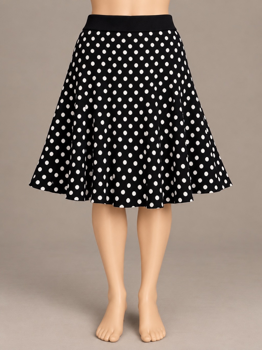Maeve by Anthropologie Black White Polka Dot Thick Knit Skirt Medium NWOT